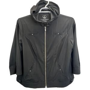Zenergy by Chico's Zip Jacket Black Size Med Size 2 Lightweight Full Zip Hood